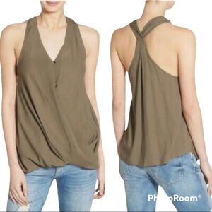 Blank NYC Green Draped Surplice Racerback Tank XS